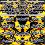 Custom Black Navy Yellow-White 3D Pattern Design Burner Costumes Flame Authentic Baseball Jersey