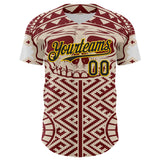 Custom Cream Black Red-Yellow 3D Pattern Design Burner Costumes Tribal Skull Authentic Baseball Jersey