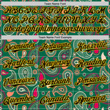 Custom Kelly Green Black-Yellow 3D Pattern Design Burner Costumes Paisley Bandana Authentic Baseball Jersey