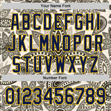 Custom Cream Navy-Yellow 3D Pattern Design Burner Costumes Paisley Bandana Authentic Baseball Jersey