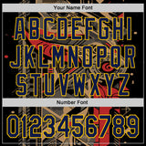 Custom Black Navy-Yellow 3D Pattern Design Burner Costumes Abstract Shape Authentic Baseball Jersey