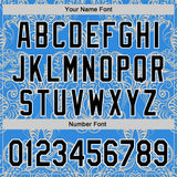 Custom Electric Blue Black-White 3D Pattern Design Burner Costumes Paisley Bandana Authentic Baseball Jersey