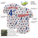 Custom White Black Pinstripe Royal-Red 3D American Flag National Symbols Authentic Baseball Jersey