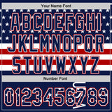 Custom Navy Star Red-White 3D American Flag Authentic Baseball Jersey