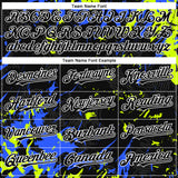 Custom Black Royal Neon Green-White 3D Pattern Design Splash Authentic Baseball Jersey