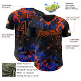 Custom Black Thunder Blue-Orange 3D Pattern Design Splash Authentic Baseball Jersey