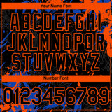 Custom Black Thunder Blue-Orange 3D Pattern Design Splash Authentic Baseball Jersey