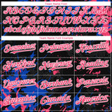 Custom Black Neon Pink Thunder Blue-White 3D Pattern Design Splash Authentic Baseball Jersey