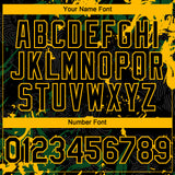 Custom Black Green-Gold 3D Pattern Design Splash Authentic Baseball Jersey