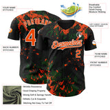 Custom Black Orange Green-White 3D Pattern Design Splash Authentic Baseball Jersey