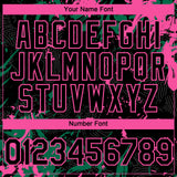 Custom Black Kelly Green-Pink 3D Pattern Design Splash Authentic Baseball Jersey