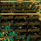 Custom Black Kelly Green-Old Gold 3D Pattern Design Splash Authentic Baseball Jersey