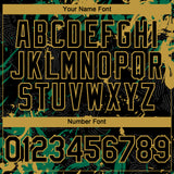Custom Black Kelly Green-Old Gold 3D Pattern Design Splash Authentic Baseball Jersey