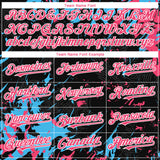 Custom Black Neon Pink Sky Blue-White 3D Pattern Design Splash Authentic Baseball Jersey