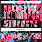 Custom Black Neon Pink Sky Blue-White 3D Pattern Design Splash Authentic Baseball Jersey