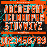 Custom Black Orange Aqua-White 3D Pattern Design Splash Authentic Baseball Jersey