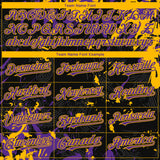 Custom Black Purple-Gold 3D Pattern Design Splash Authentic Baseball Jersey