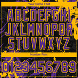 Custom Black Purple-Gold 3D Pattern Design Splash Authentic Baseball Jersey