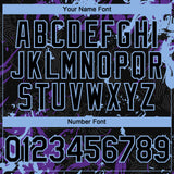 Custom Black Purple-Light Blue 3D Pattern Design Splash Authentic Baseball Jersey