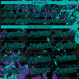 Custom Black Purple-Aqua 3D Pattern Design Splash Authentic Baseball Jersey