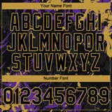 Custom Black Purple-Old Gold 3D Pattern Design Splash Authentic Baseball Jersey