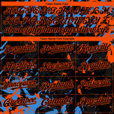 Custom Black Electric Blue-Orange 3D Pattern Design Splash Authentic Baseball Jersey