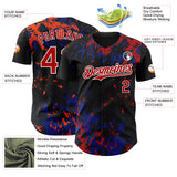 Custom Black Red Royal-White 3D Pattern Design Splash Authentic Baseball Jersey