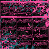 Custom Black Teal-Pink 3D Pattern Design Splash Authentic Baseball Jersey