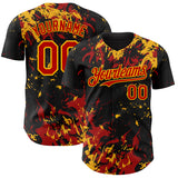 Custom Black Red-Gold 3D Pattern Design Splash Authentic Baseball Jersey