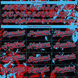 Custom Black Red-Sky Blue 3D Pattern Design Splash Authentic Baseball Jersey