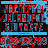 Custom Black Red-Sky Blue 3D Pattern Design Splash Authentic Baseball Jersey