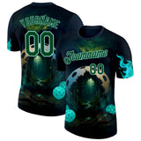Custom Blue Green-Ice Blue 3D Pickleball Paddles Balls Fantasy Performance T-Shirt