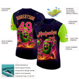 Custom Blue Hot Pink-Neon Green 3D Funny Pickleball Paddles Balls Performance T-Shirt