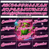 Custom Blue Hot Pink-White 3D Funny Pickleball Paddles Balls Lighting Performance T-Shirt