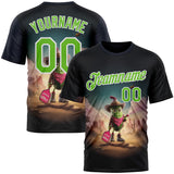 Custom Blue Aurora Green-White 3D Funny Pickleball Paddles Balls West Cowboy Performance T-Shirt