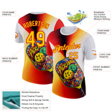 Custom White Yellow-Red 3D Graffiti Pickleball Paddles Balls Performance T-Shirt