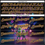 Custom Purple Dark Purple-Yellow 3D Funny Pickleball Paddles Balls Performance T-Shirt