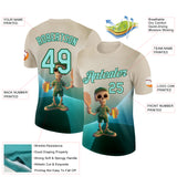 Custom Cream Ice Blue-Green 3D Funny Pickleball Paddles Skeleton Performance T-Shirt