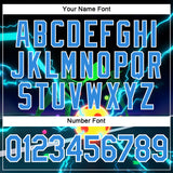 Custom Navy Powder Blue-White 3D Charged Pickleball Paddles Balls Court Performance T-Shirt