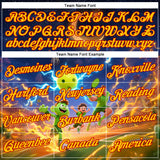 Custom Navy Yellow-Red 3D Charged Happy Family Pickleball Paddles Balls Performance T-Shirt