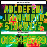 Custom Blue Aurora Green-Yellow 3D Charged Happy Family Pickleball Paddles Balls Performance T-Shirt