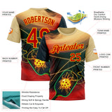 Custom Cream Red Blue-Yellow 3D Charged Pickleball Paddles Balls Performance T-Shirt