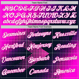 Custom Navy White-Deep Pink 3D Pattern Design Gradient Neon Sportswear Performance T-Shirt