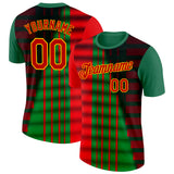 Custom Green Red-Yellow 3D Pattern Design Mexico Stripe Sport Wear Performance T-Shirt