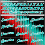 Custom Navy Aqua Red-White 3D Pattern Design Gradient Stripe Sportswear Performance T-Shirt