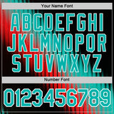 Custom Navy Aqua Red-White 3D Pattern Design Gradient Stripe Sportswear Performance T-Shirt