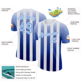Custom White Light Blue-Black 3D Pattern Design Argentina Gradient Sportswear Performance T-Shirt