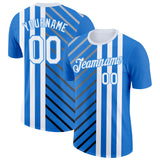 Custom Blue White Powder Blue Gray-Black 3D Pattern Design Argentina Stripe Sportswear Performance T-Shirt