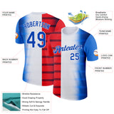 Custom White Thunder Blue-Red 3D Pattern Design USA Gradient Sportswear Performance T-Shirt