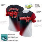 Custom Black Red-White 3D Pattern Design Gradient Sportswear Performance T-Shirt